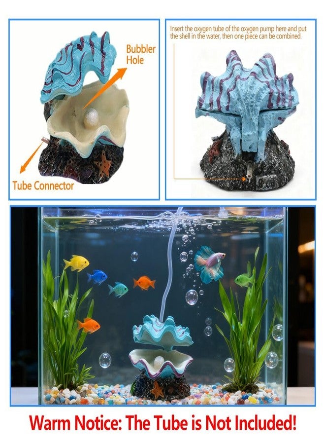Abnaok Aquarium Shell Decoration, Tropical Clam Live-Action Ornament, for Fish Tank Aerating, Aquarium Oxygenated - Shell Pearl Air Stone Bubble Decoration - Image 4
